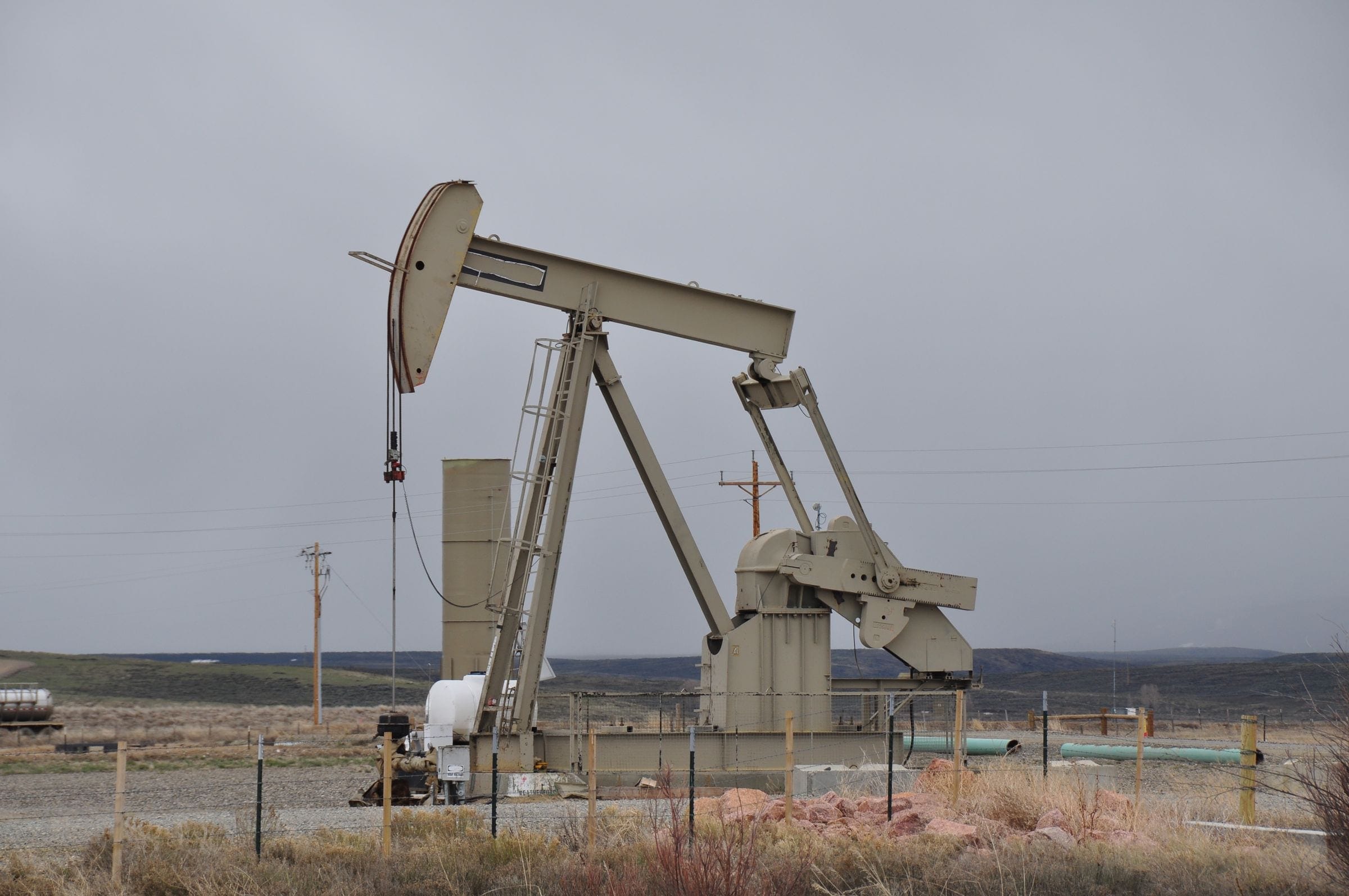 A pumpjack on the open oilfield country around Crane, TX